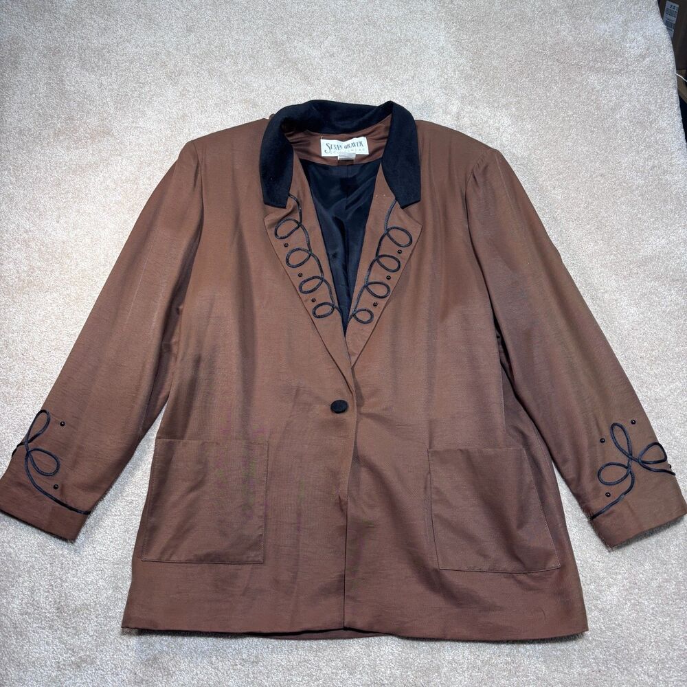 Susan Graver Vintage Blazer, Rust colored with decorative embroidery, Size 18/20